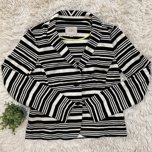 Loft Striped Scuba Brazer ๐ Black White & Lime - Picture 3 of 14